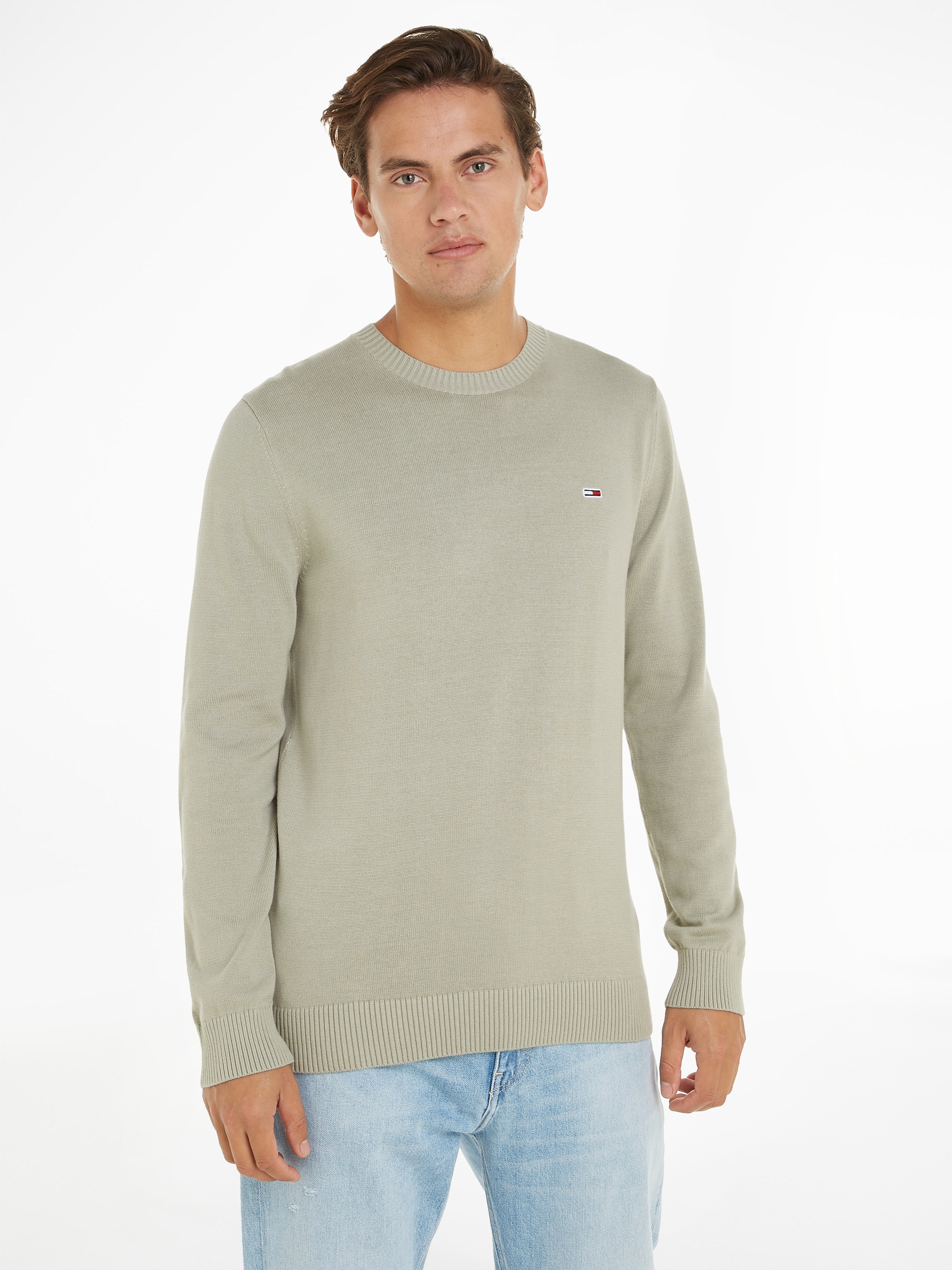 Tommy Jeans Rundhalspullover TJM SLIM ESSENTIAL LIGHT SWEATER mit Flag-Patc günstig online kaufen