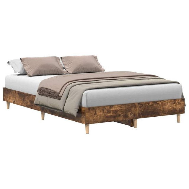 vidaXL Bett Bettgestell ohne Matratze Räuchereiche 135x190 cm Holzwerkstoff günstig online kaufen