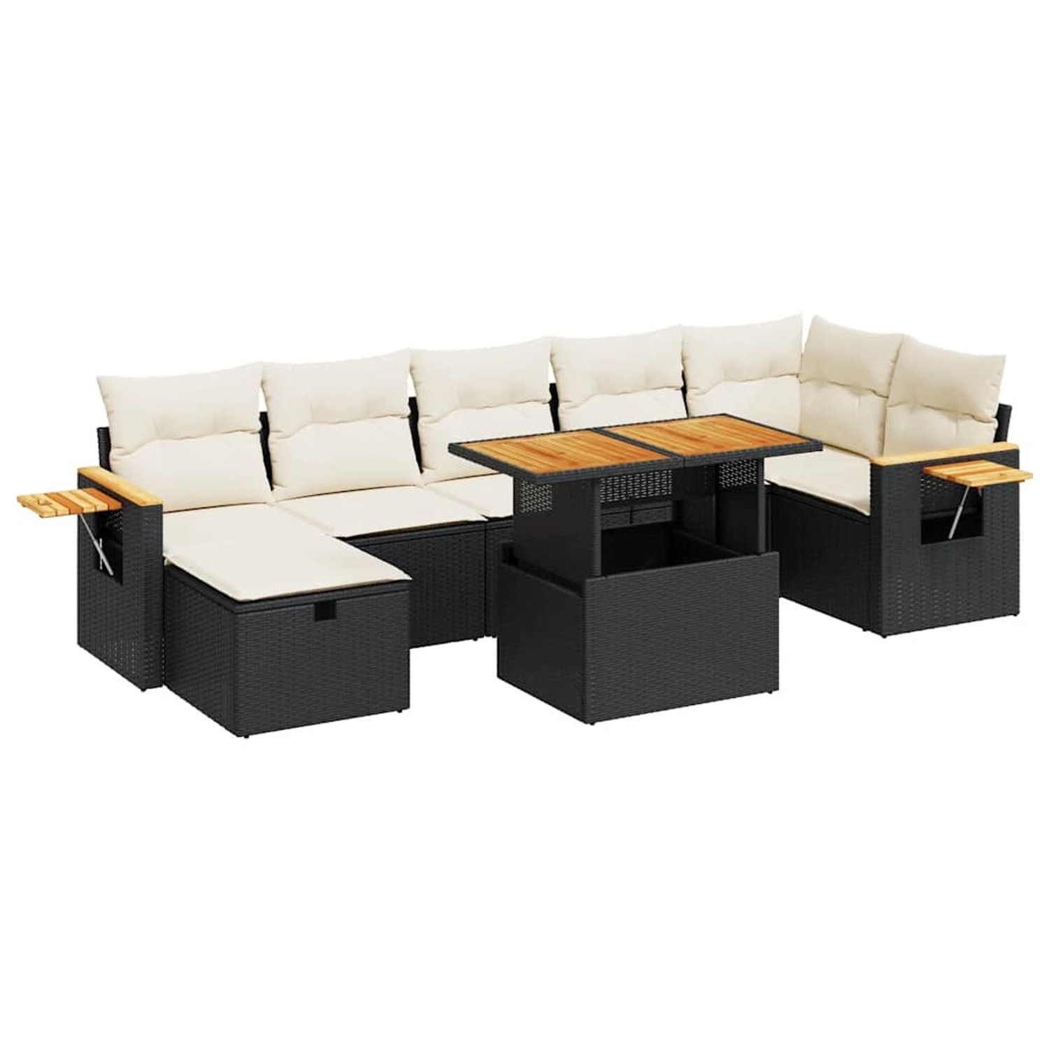 vidaXL 5-Tlg Garten-Sofagarnitur mit Kissen Schwarz Poly Rattan 3328141 günstig online kaufen