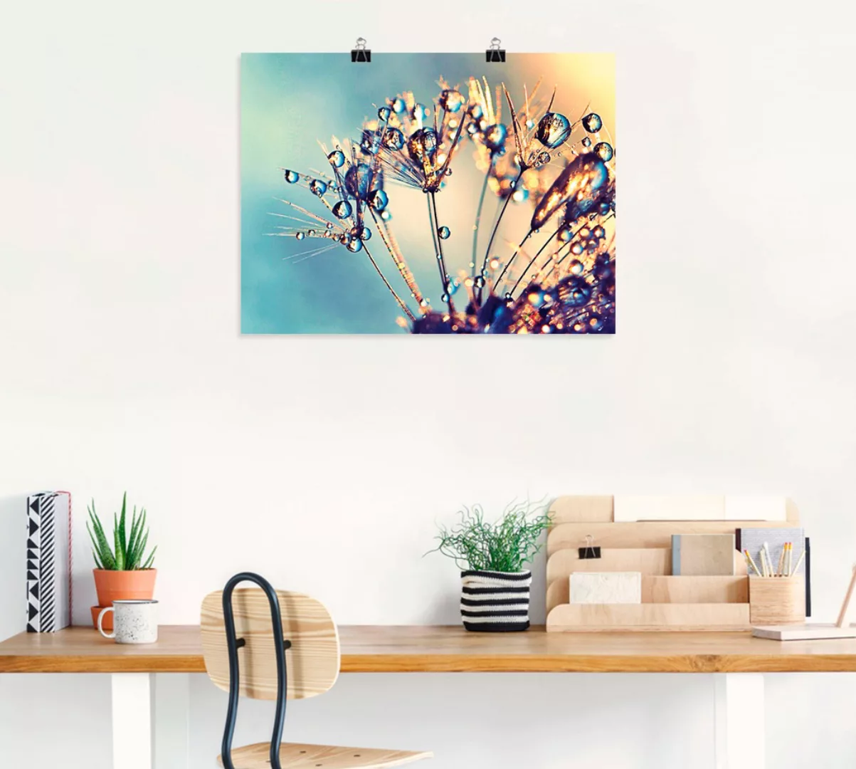 Artland Wandbild "Pusteblume Glitzertau", Blumen, (1 St.) günstig online kaufen