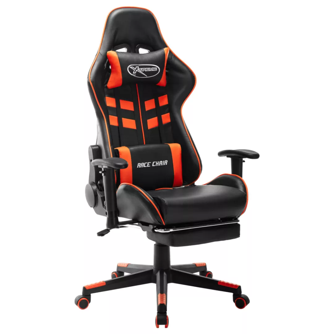 Gaming-stuhl Mit Fußstütze Schwarz Und Orange Kunstleder günstig online kaufen