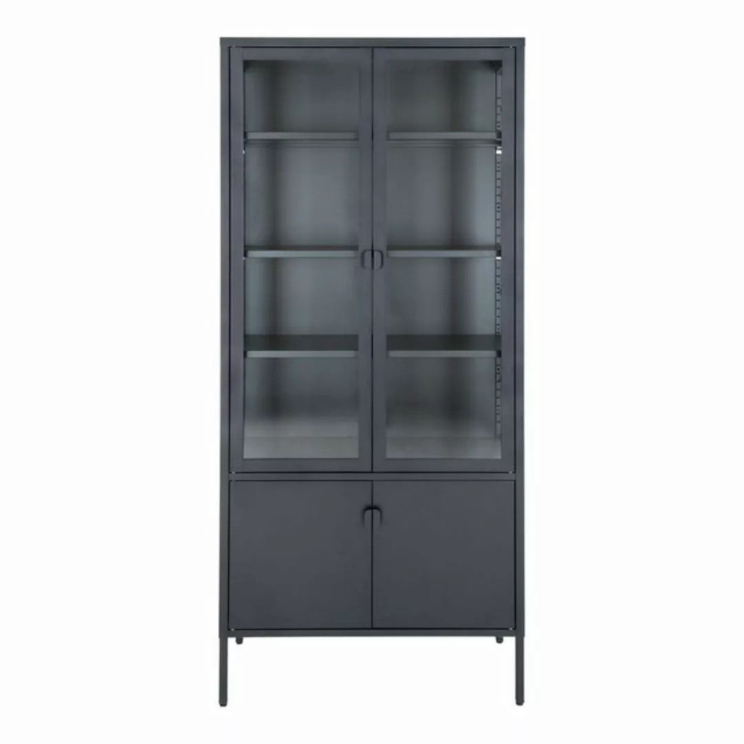 House Nordic Standvitrine Brisbane in Schwarz, Metall - 80x180x35cm (BxHxT) günstig online kaufen