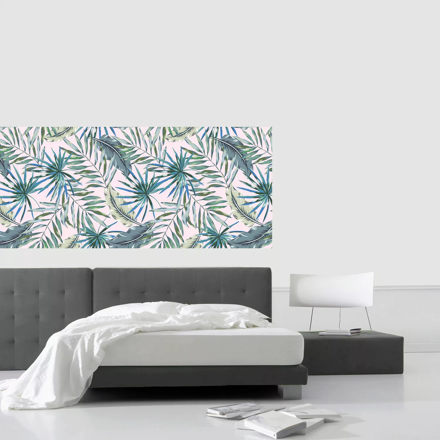 queence Vinyltapete »Tropische Blätter-Grün-Blau«, 90 x 250 cm, selbstklebe günstig online kaufen