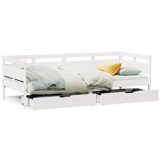 vidaXL Bett, Tagesbett mit Schubladen Weiß 80x200 cm Kiefernholz günstig online kaufen