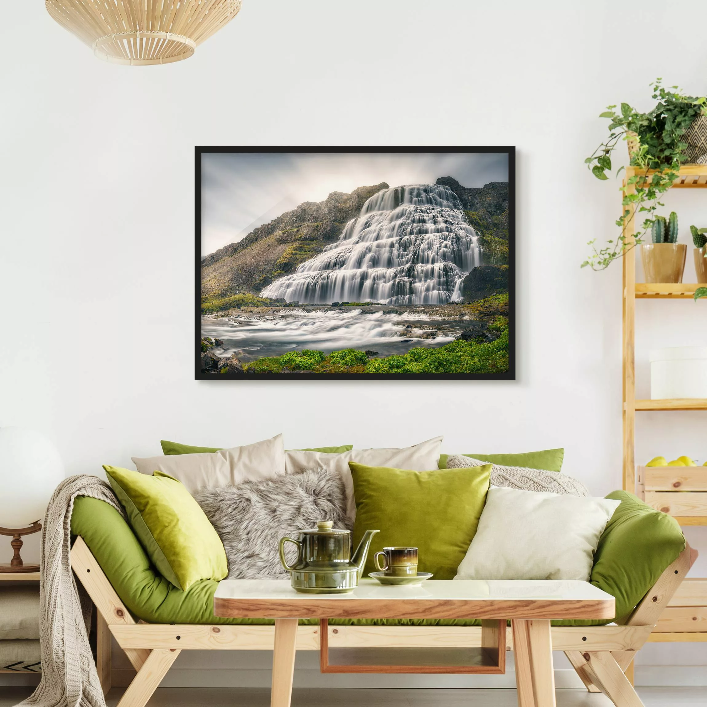 Bild mit Rahmen Natur & Landschaft - Querformat Dynjandi Wasserfall günstig online kaufen