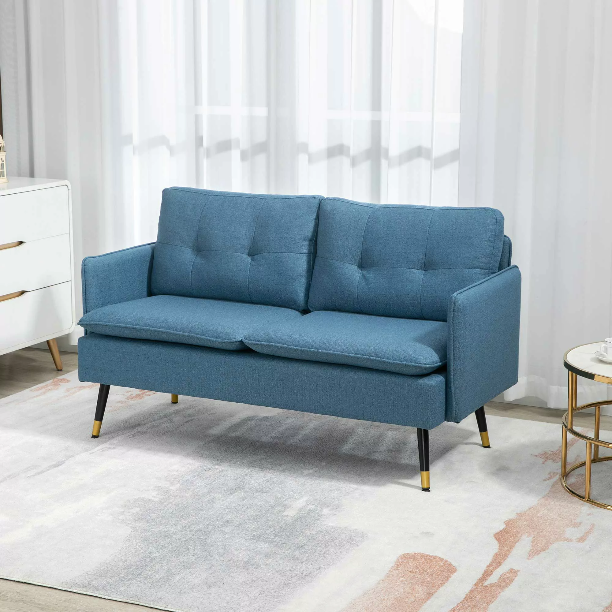 HOMCOM 2 Sitzer Sofa, Couch mit Dickem Kissen, Leinenoptik, Polstersofa mit günstig online kaufen