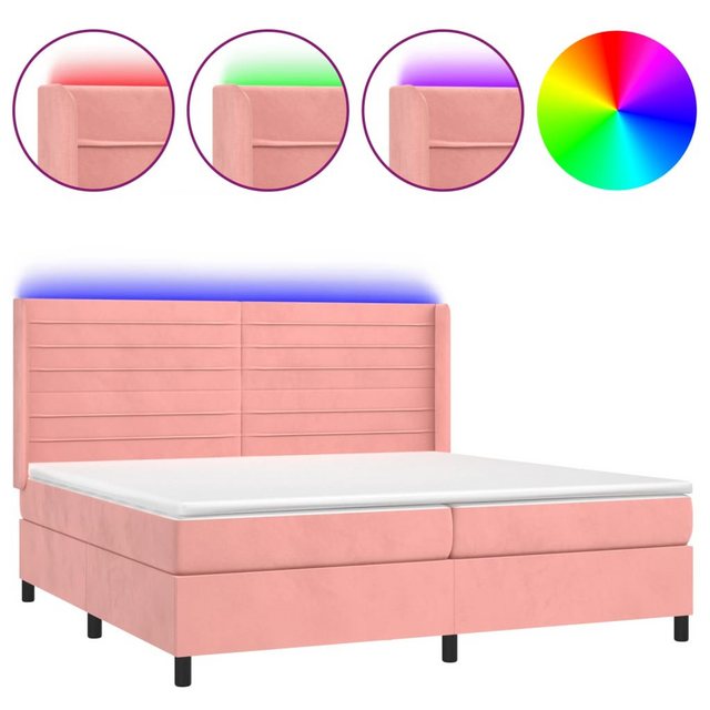 vidaXL Boxspringbett Boxspringbett mit Matratze und LED Samt (200 x 200 cm, günstig online kaufen