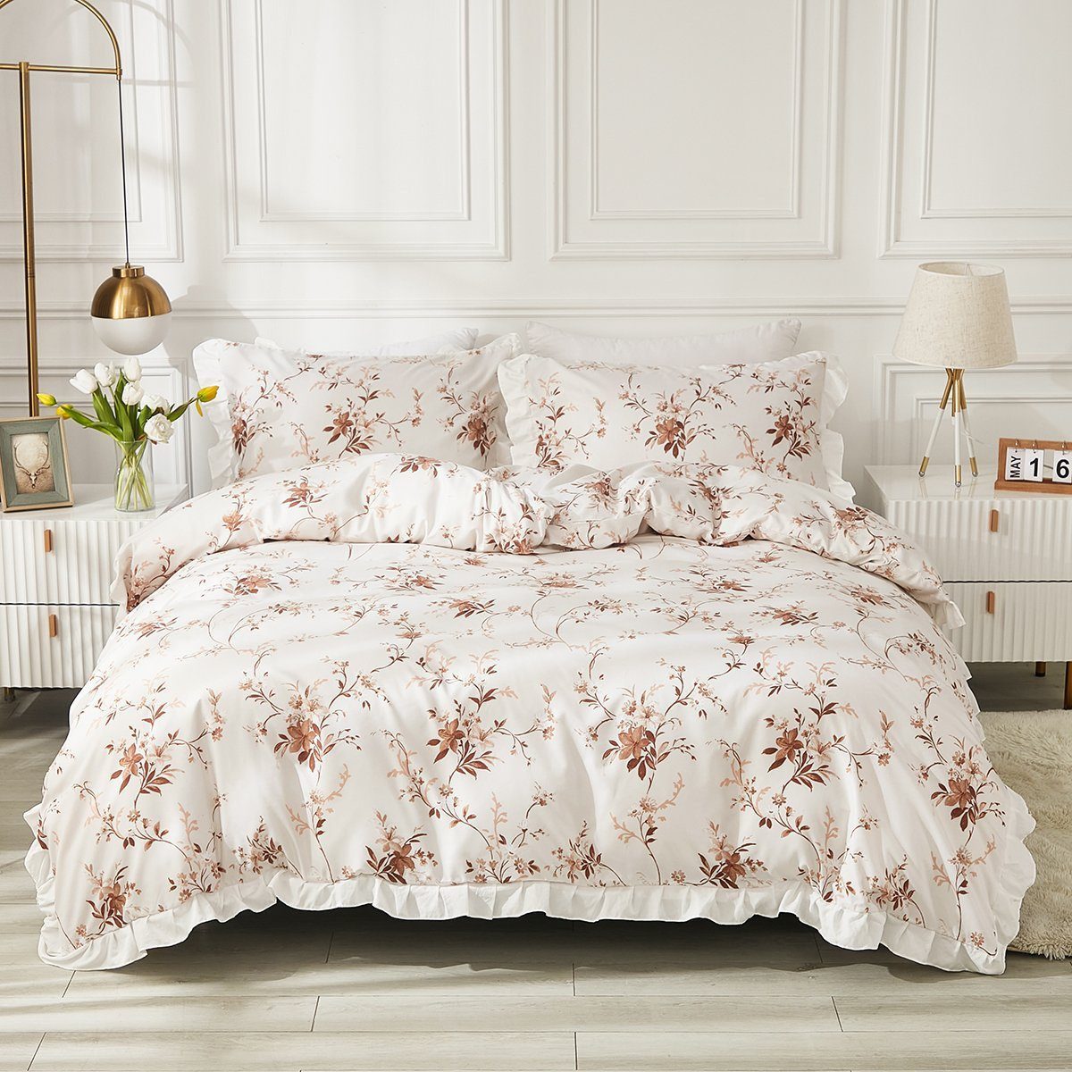 BYSURE Bettwäsche, Polyester, 2 teilig, Blumen-Bettbezug günstig online kaufen