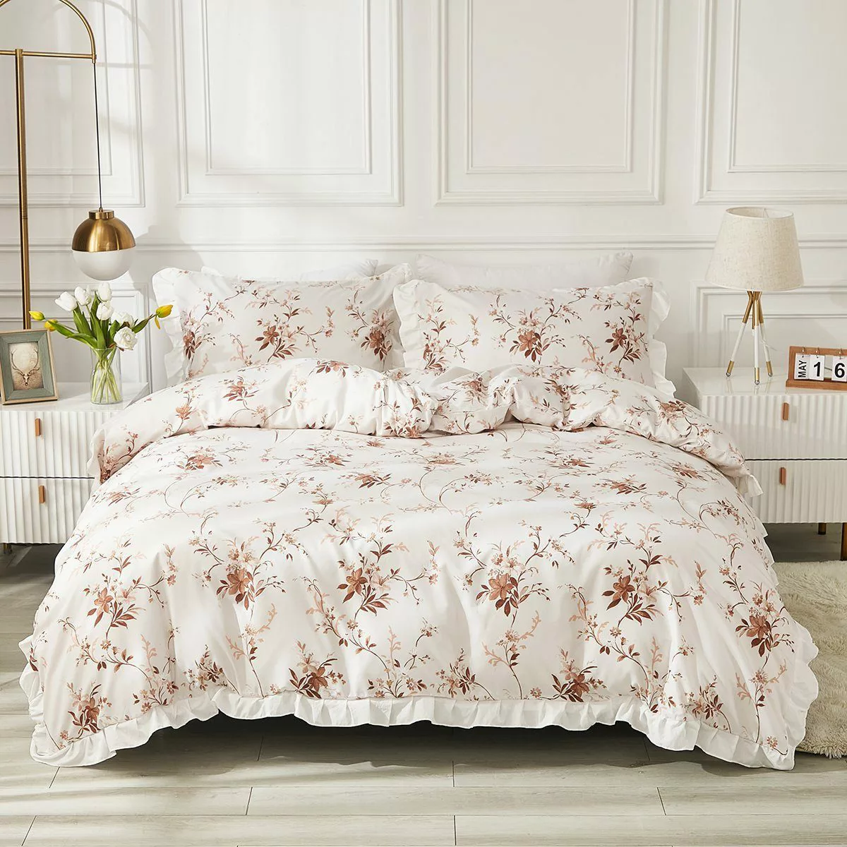 BYSURE Bettwäsche, Polyester, 2 teilig, Blumen-Bettbezug günstig online kaufen