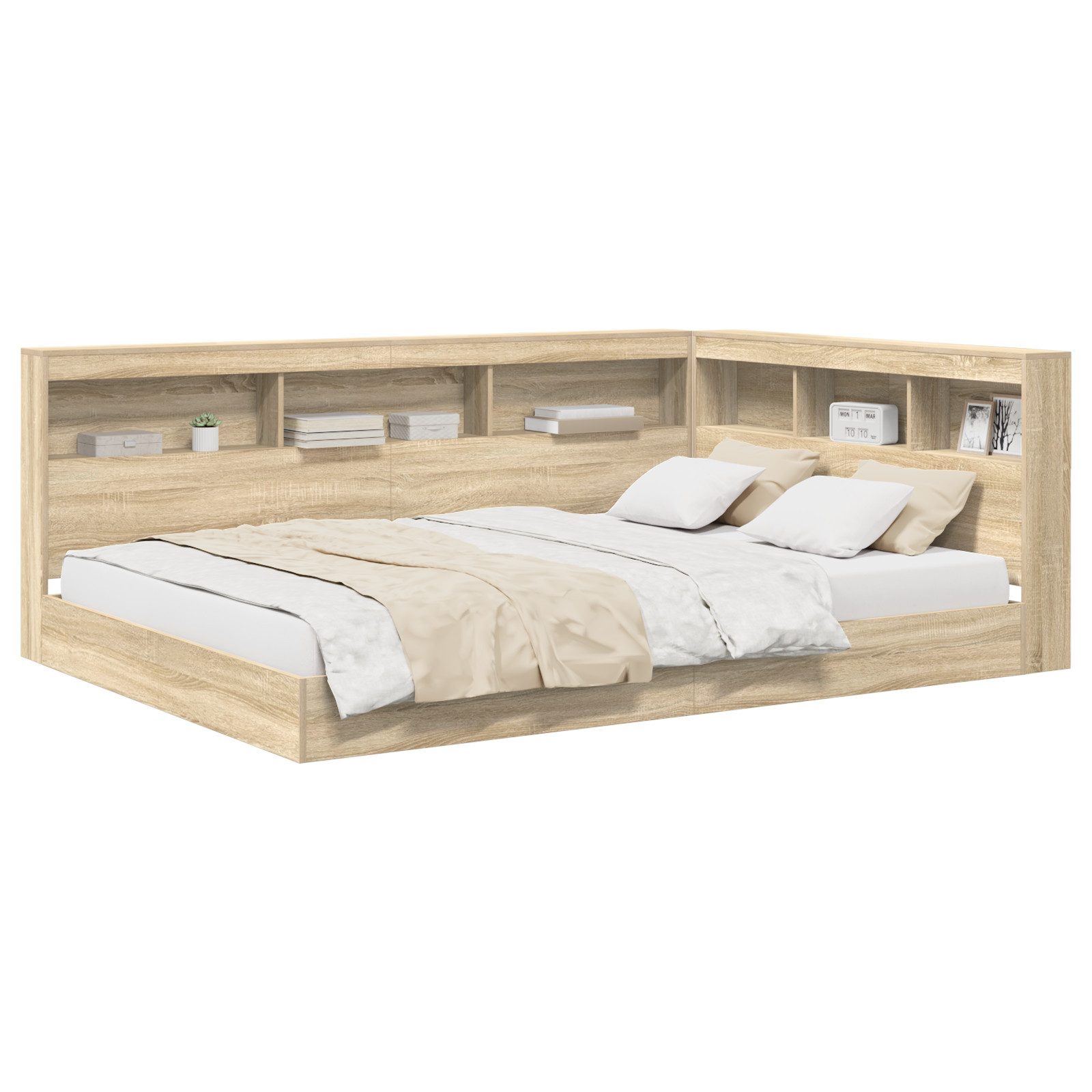 vidaXL Bett Bett mit Bücherregal Sonoma günstig online kaufen