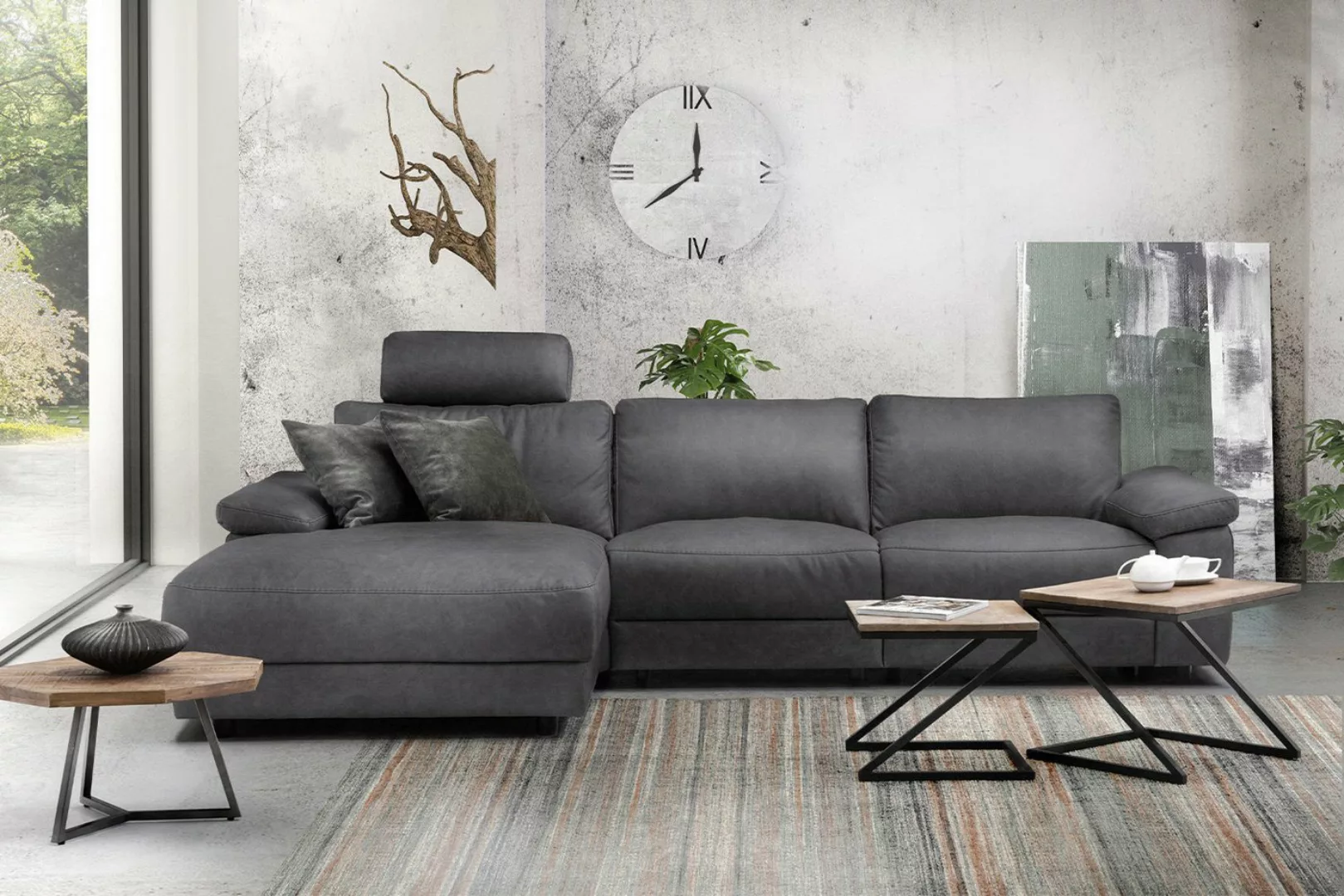 KAWOLA Ecksofa LOLA XL, Sofa Stoff od. Leder, Recamiere rechts od. links, v günstig online kaufen