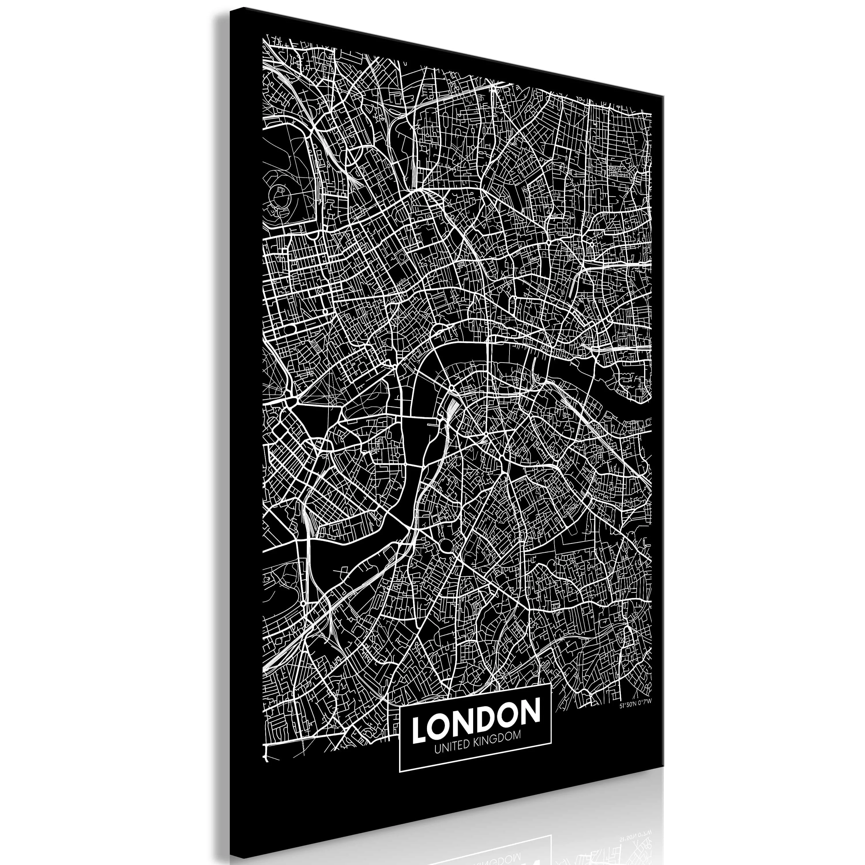 Wandbild - Dark Map of London (1 Part) Vertical günstig online kaufen