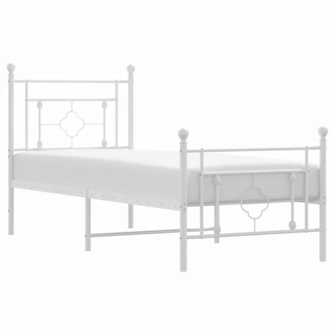 furnicato Bettgestell mit Kopf- und Fußteil Metall Weiß 75x190 cm (1-tlg) günstig online kaufen