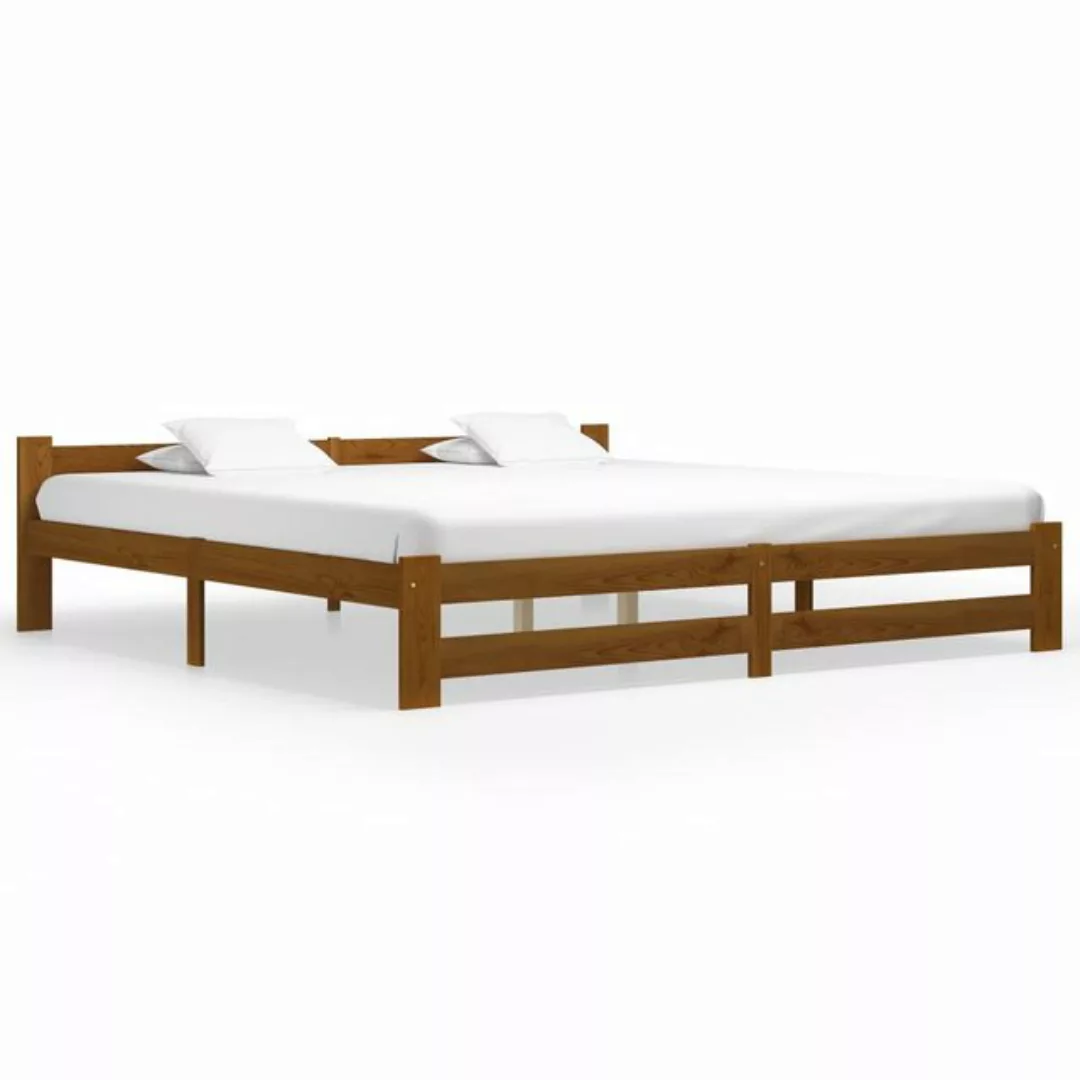 vidaXL Bettgestell Massivholzbett Honigbraun Kiefer 200x200 cm Doppelbett B günstig online kaufen