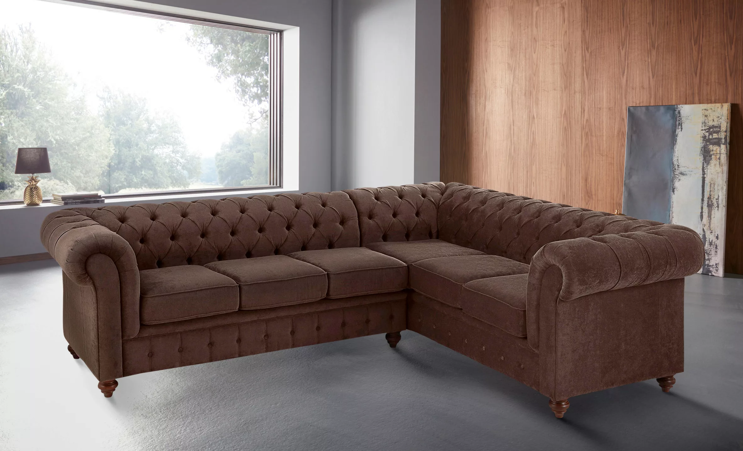 Home affaire Chesterfield-Sofa »Chesterfield Ecksofa, auch in Leder L-Form« günstig online kaufen