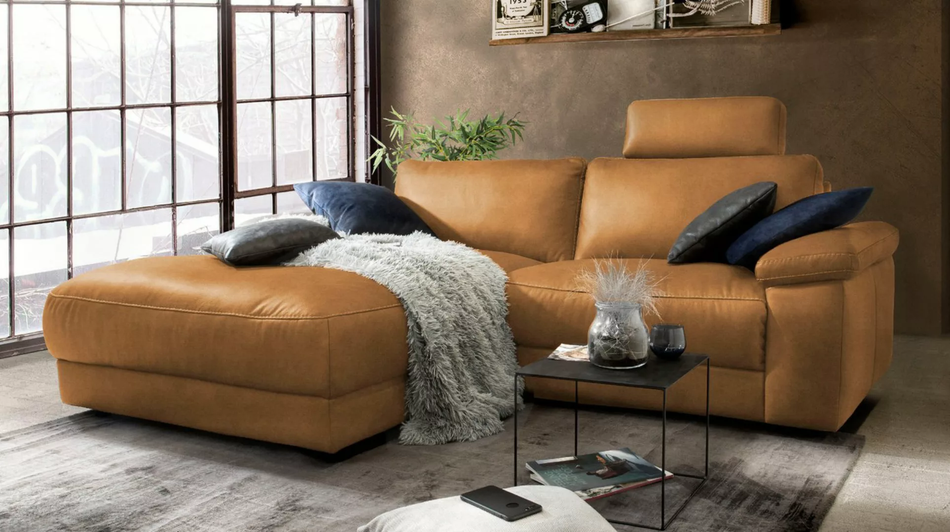 KAWOLA Ecksofa LOLA, Sofa Stoff od. Leder, Recamiere rechts od. links, vers günstig online kaufen