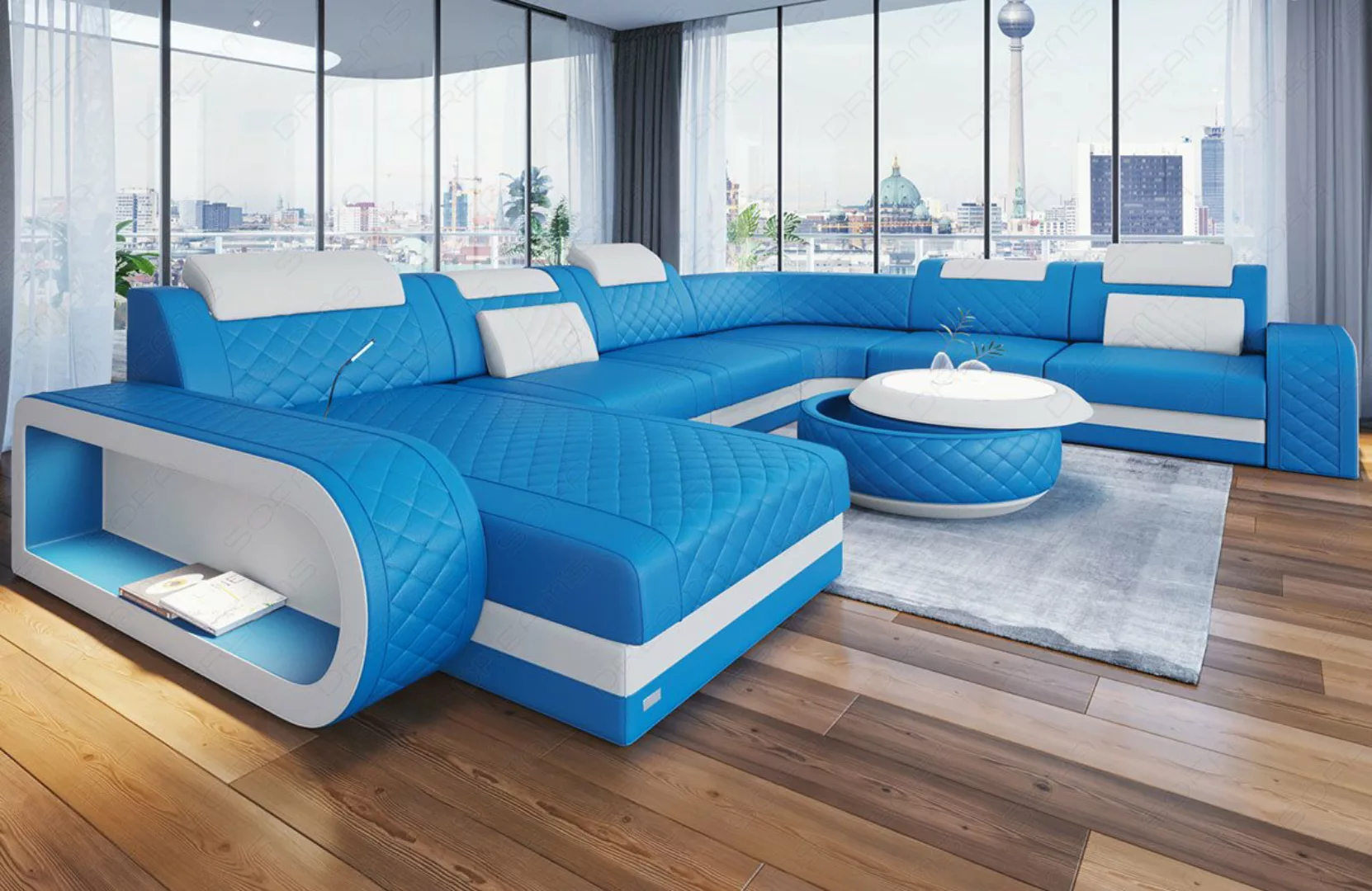 Sofa Dreams Wohnlandschaft Ledersofa Berlin XXL U Form Mini, Deignersofa, m günstig online kaufen