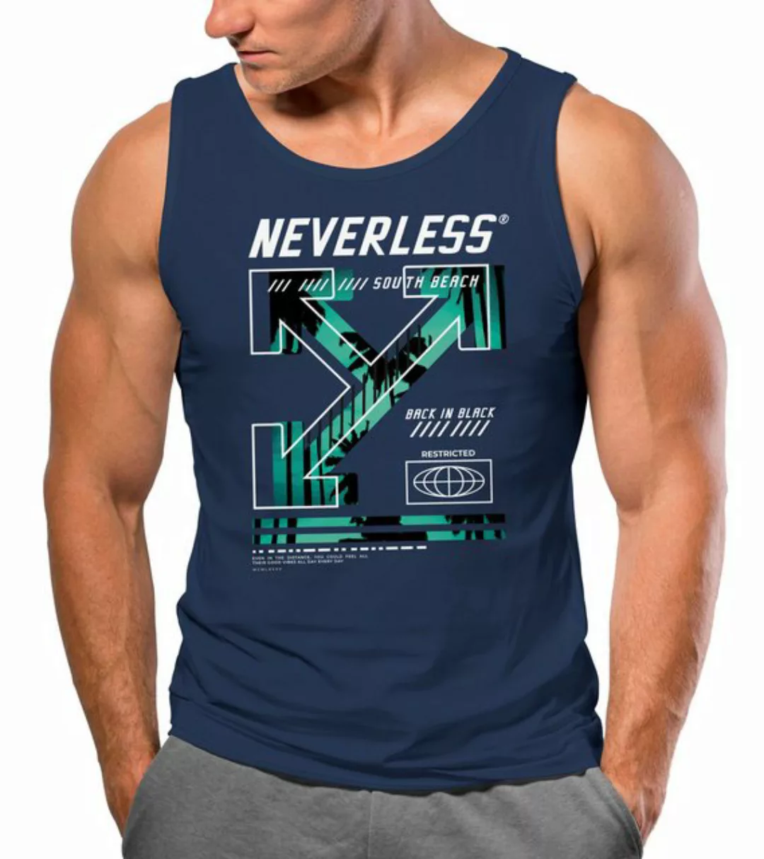 Neverless Tanktop Herren Tank-Top Text Print Aufdruck South Beach Techwear günstig online kaufen