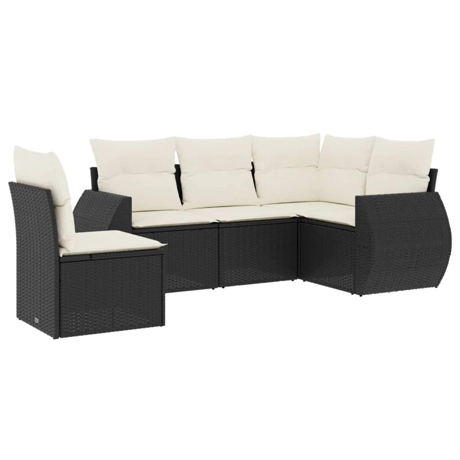 vidaXL 5-tlg Garten-Sofagarnitur mit Kissen Schwarz Poly Rattan Modell 91 günstig online kaufen