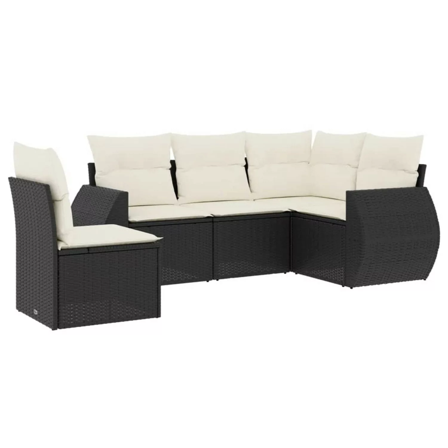 vidaXL 5-tlg Garten-Sofagarnitur mit Kissen Schwarz Poly Rattan Modell 123 günstig online kaufen