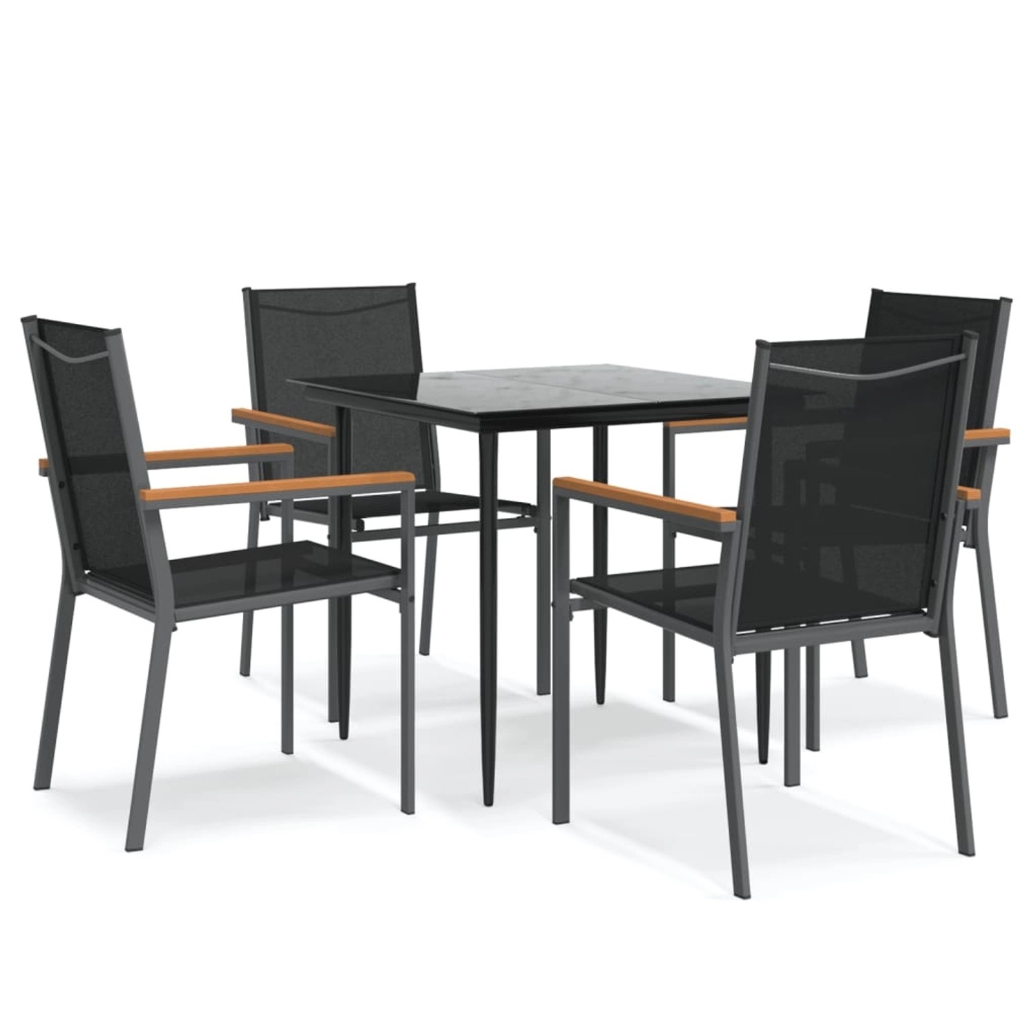 vidaXL 5-Tlg Garten-Essgruppe Schwarz Textilene und Stahl 3187034 günstig online kaufen