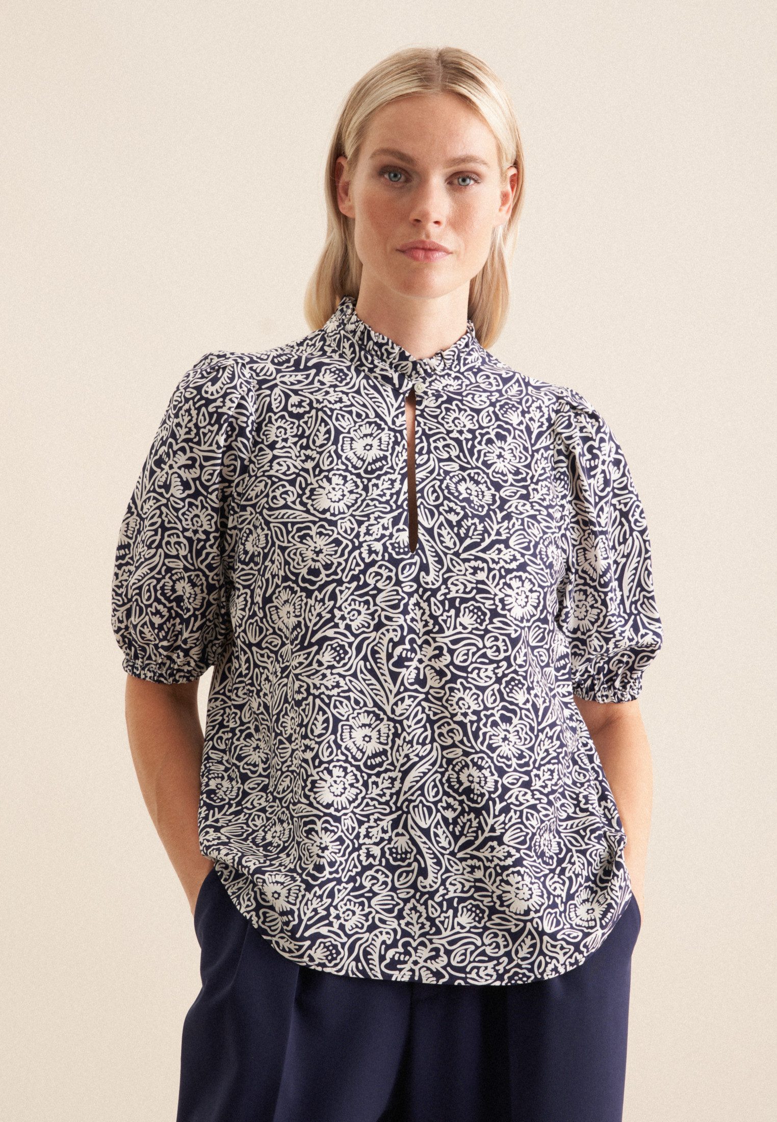 seidensticker Shirtbluse Schwarze Rose Kurzarm Rundhals günstig online kaufen