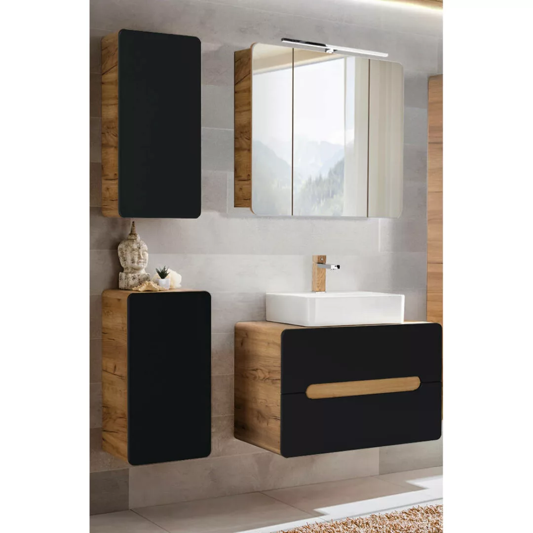 Badezimmermöbel-Set mit Keramik-Waschbecken NEW-LUTON seidenmatt anthrazit günstig online kaufen