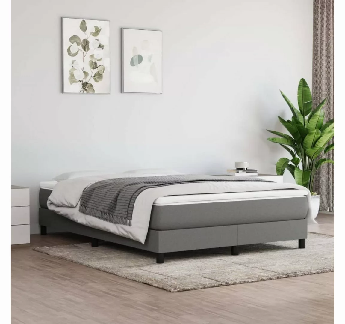 furnicato Bett Boxspringbett mit Matratze Dunkelgrau 160x200 cm Stoff günstig online kaufen