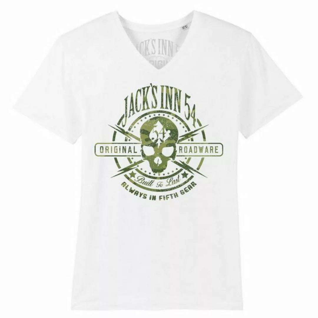 JACK'S INN 54 T-Shirt Camouflage V-Neck T-Shirt weiß günstig online kaufen