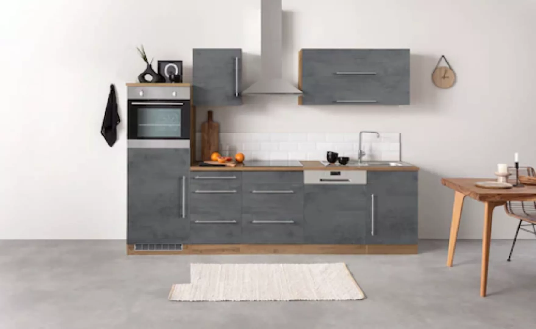 Kochstation Küchenzeile "KS-Samos", mit E-Geräten, Breite 280 cm günstig online kaufen