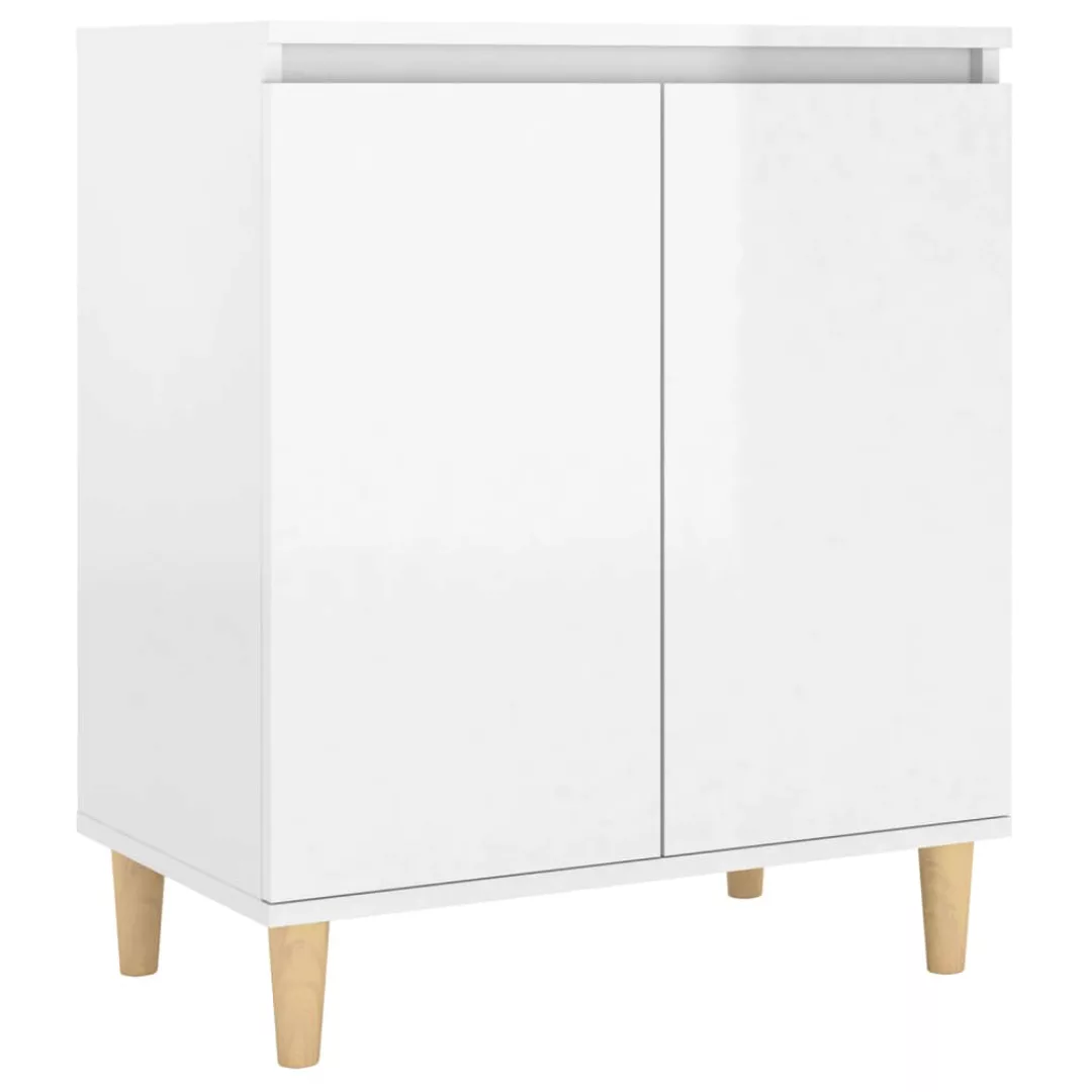 Sideboard Massivholzbeine Hochglanz-weiß 60x35x70cm Spanplatte günstig online kaufen