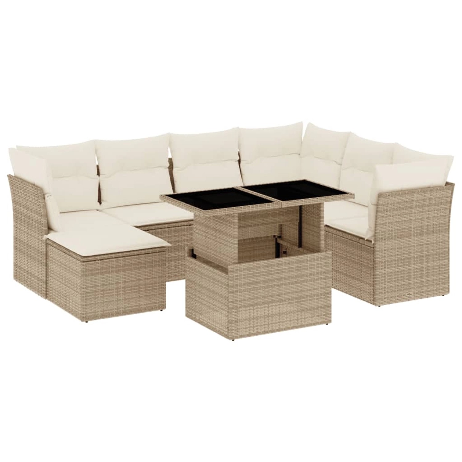 vidaXL 8-Tlg Garten-Sofagarnitur mit Kissen Beige Poly Rattan 3266758 günstig online kaufen