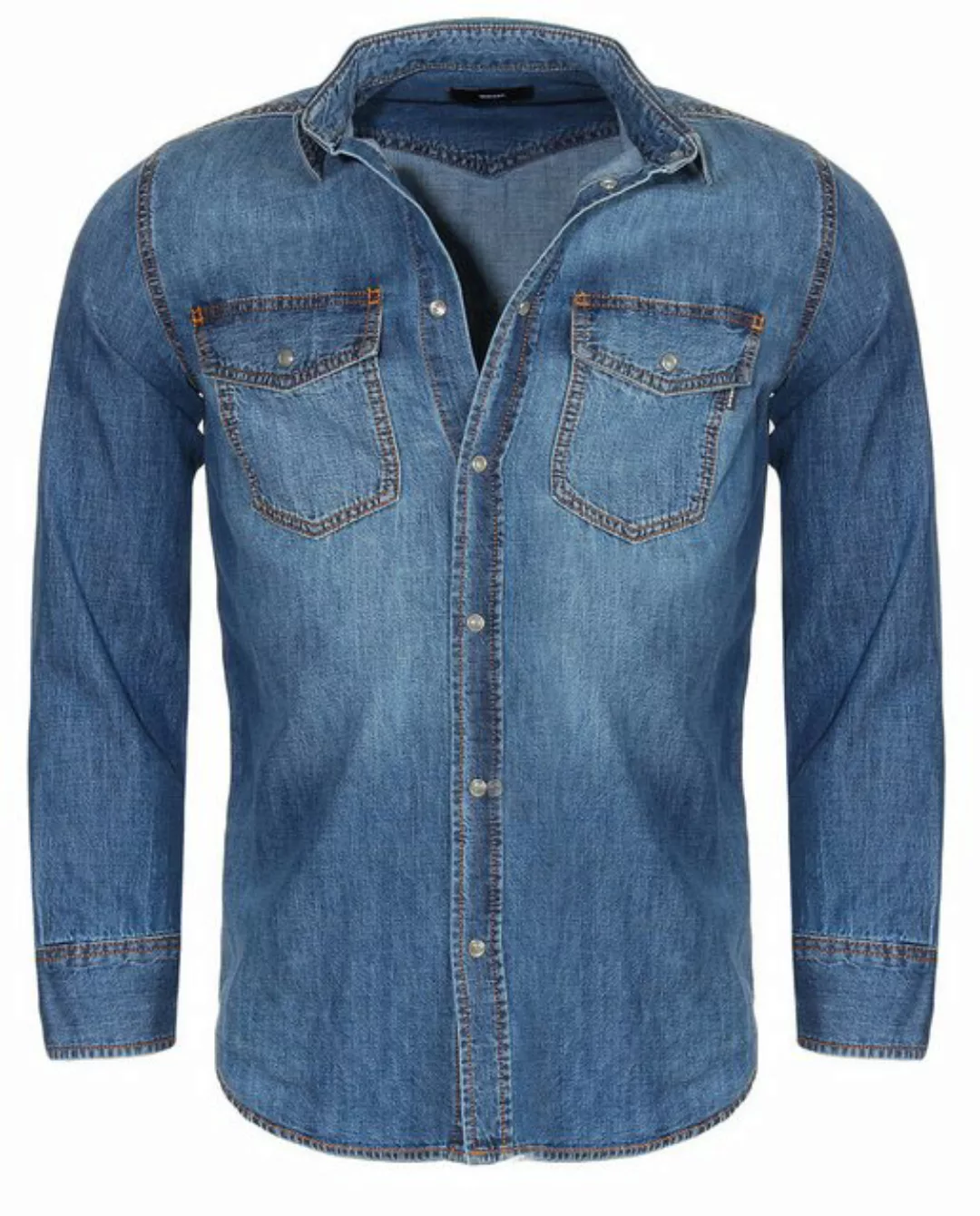 Diesel Jeanshemd Herren Jeans Hemd Kentkragen, Denim, 100% Baumwolle günstig online kaufen