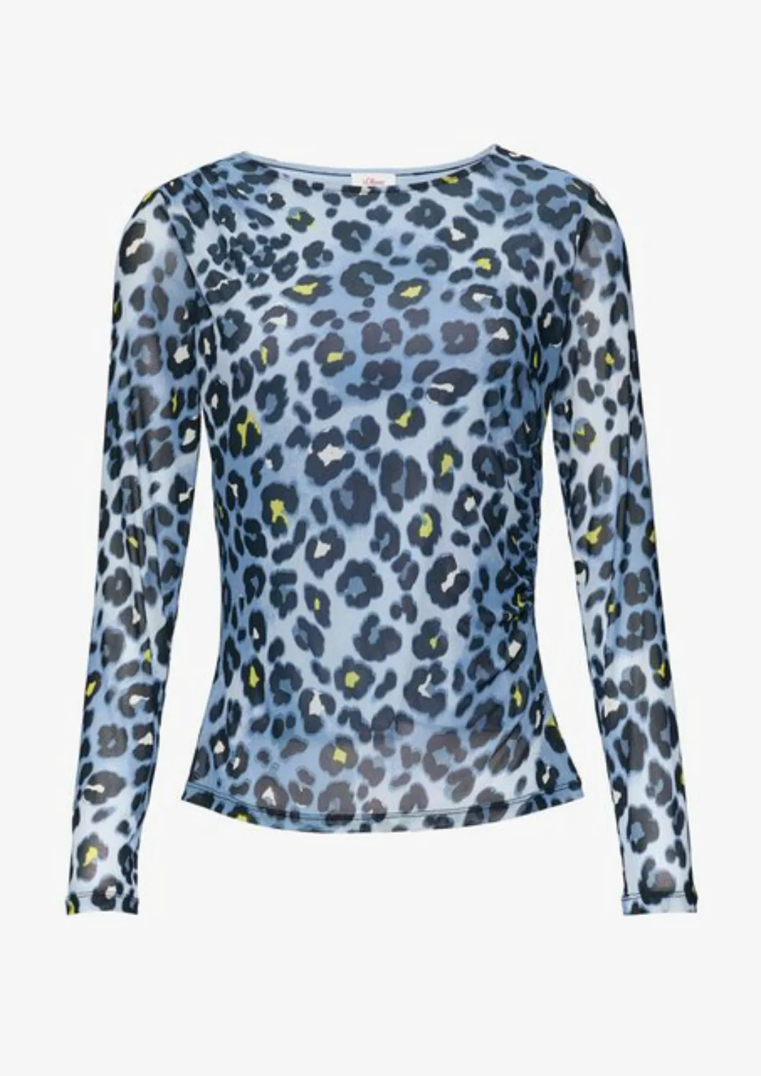 s.Oliver Langarmshirt Mesh-Shirt mit asymmetrischer Raffung und Leo-Print R günstig online kaufen