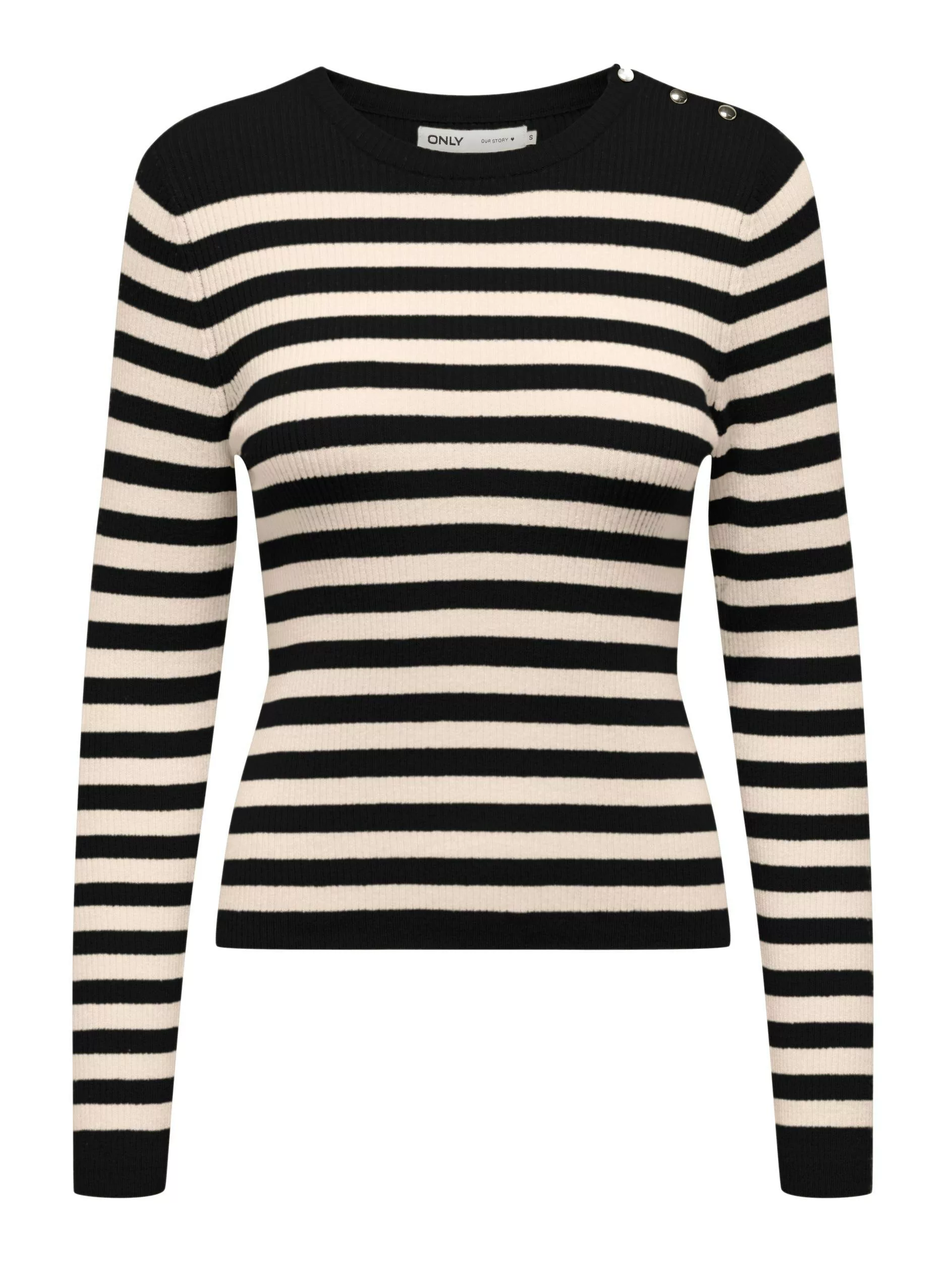 ONLY Rundhalspullover ONLIBI LS STRIPE BUTTON O-NECK CC KNT günstig online kaufen