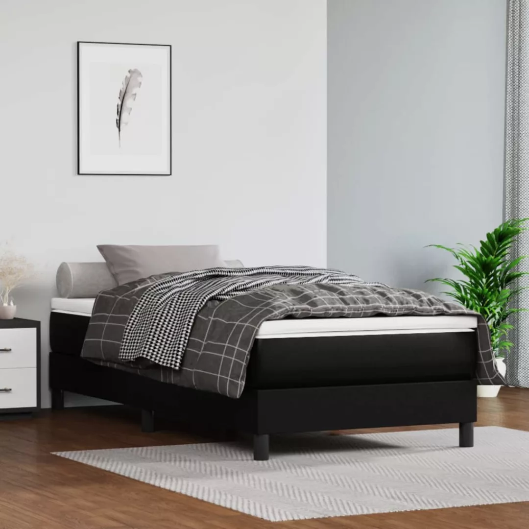 vidaXL Bettgestell Boxspringbett mit Matratze Schwarz 100x200 cm Kunstleder günstig online kaufen