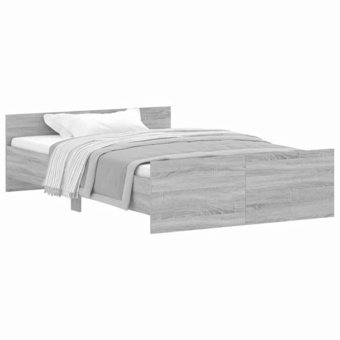 furnicato Bett Bettgestell mit Kopf- und Fußteil Grau Sonoma 120x200 cm günstig online kaufen