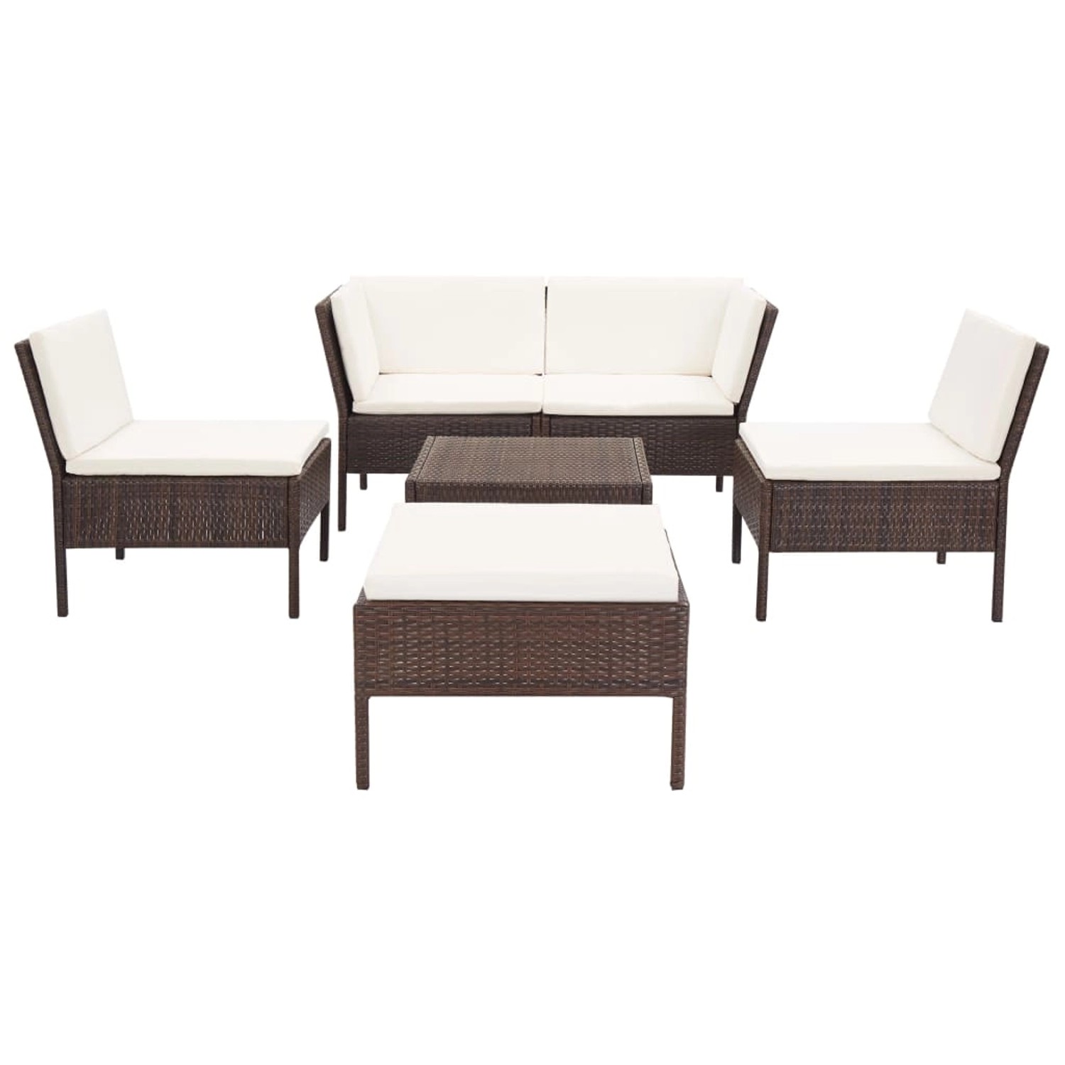 6-tlg. Garten-lounge-set Mit Auflagen Poly Rattan Braun günstig online kaufen