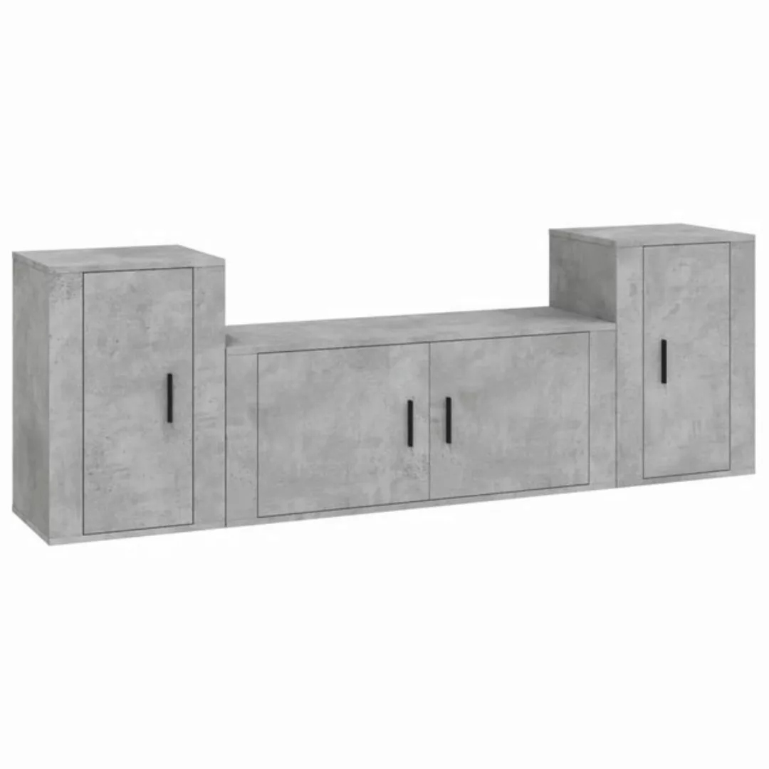 vidaXL TV-Schrank 3-tlg. TV-Schrank-Set Betongrau Holzwerkstoff (3-St) günstig online kaufen