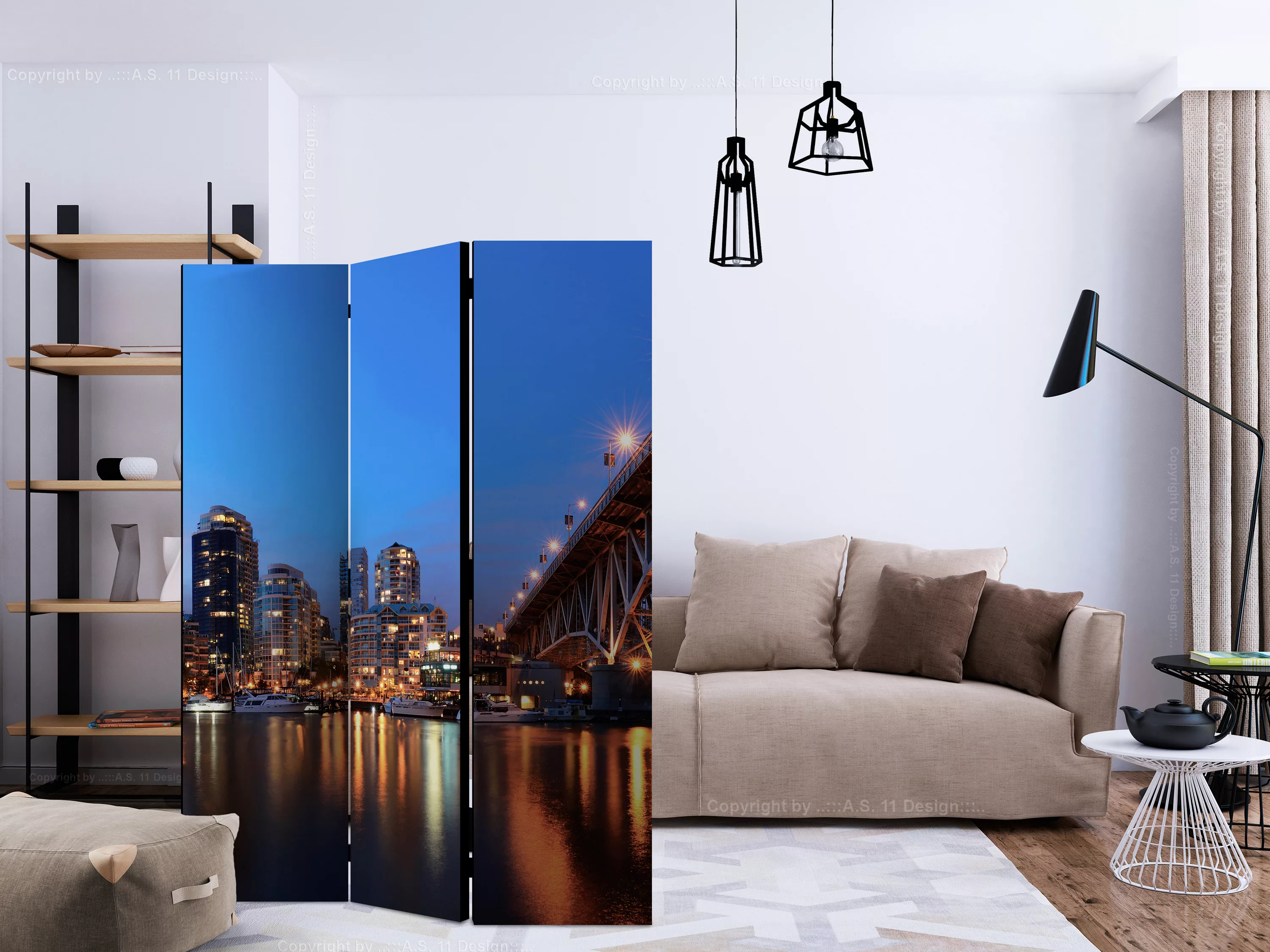 3-teiliges Paravent - City Lights [room Dividers] günstig online kaufen