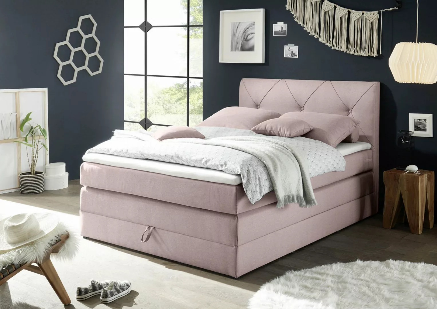 ED EXCITING DESIGN Boxspringliege (120 x 200 cm, Calgary 1 flamingo 120 cm) günstig online kaufen