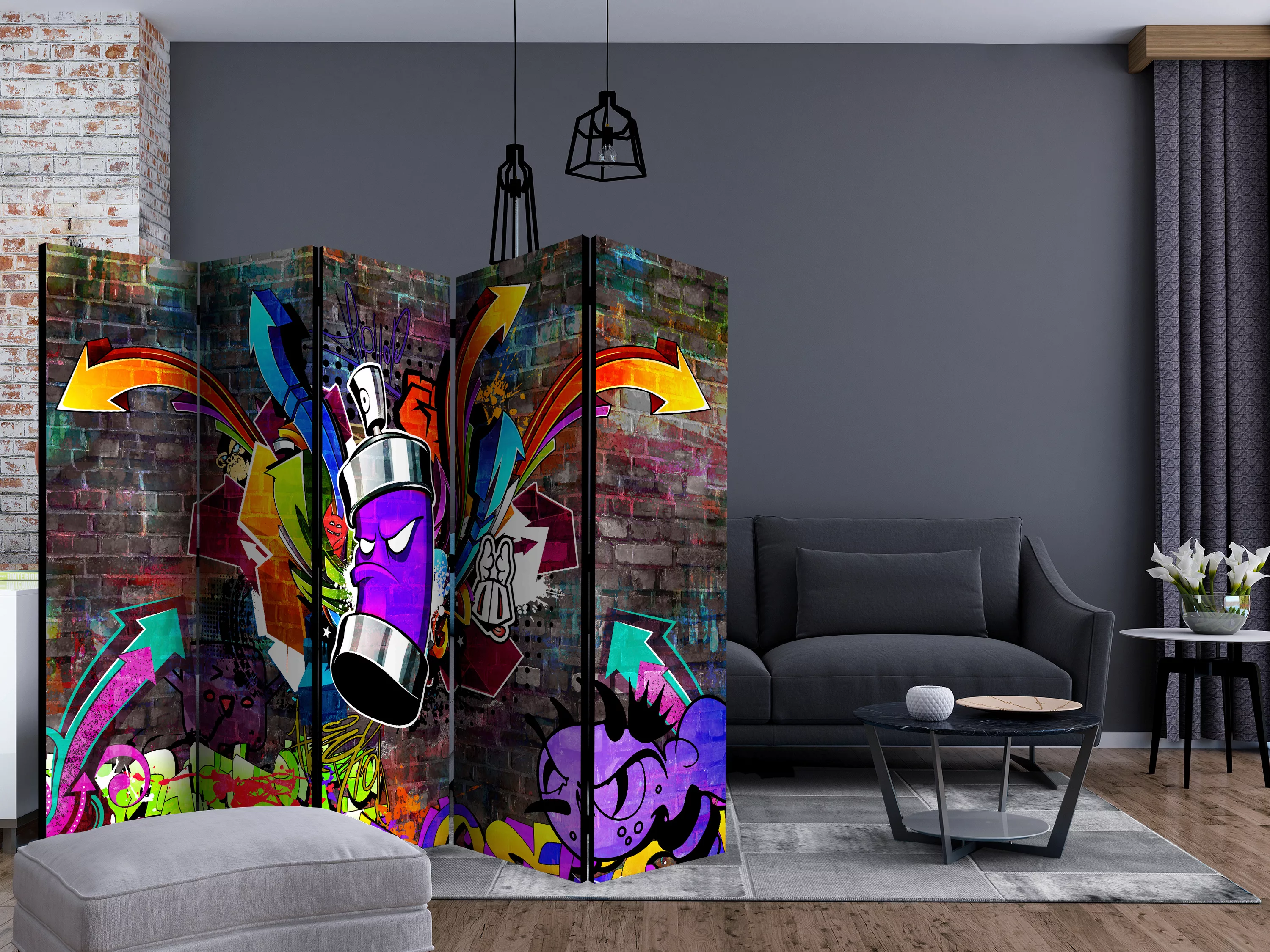 5-teiliges Paravent - Graffiti: Colourful Attack Ii [room Dividers] günstig online kaufen