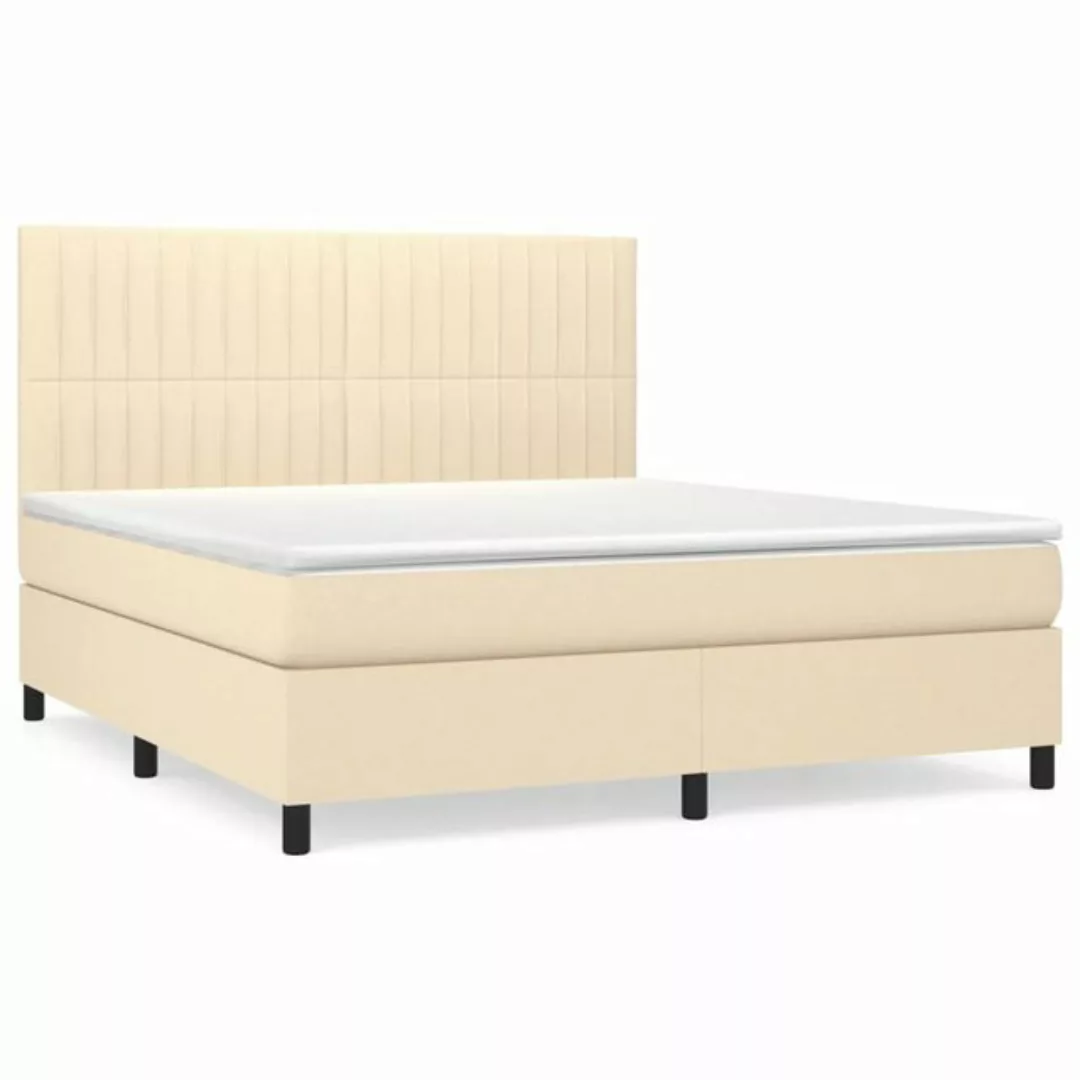 vidaXL Boxspringbett Boxspringbett mit Matratze Creme 160x200 cm Stoff Bett günstig online kaufen