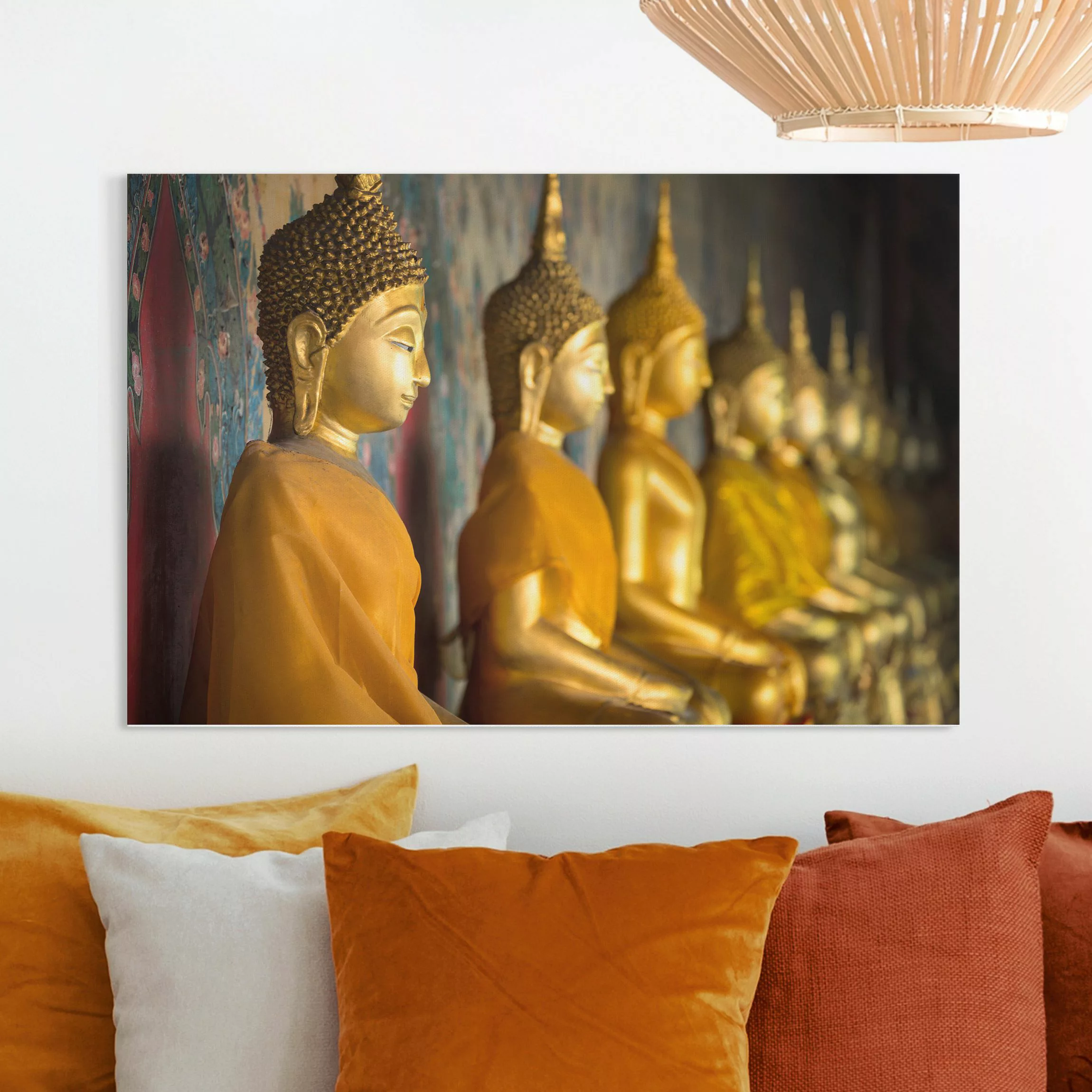 Leinwandbild Goldene Buddha Statuen günstig online kaufen
