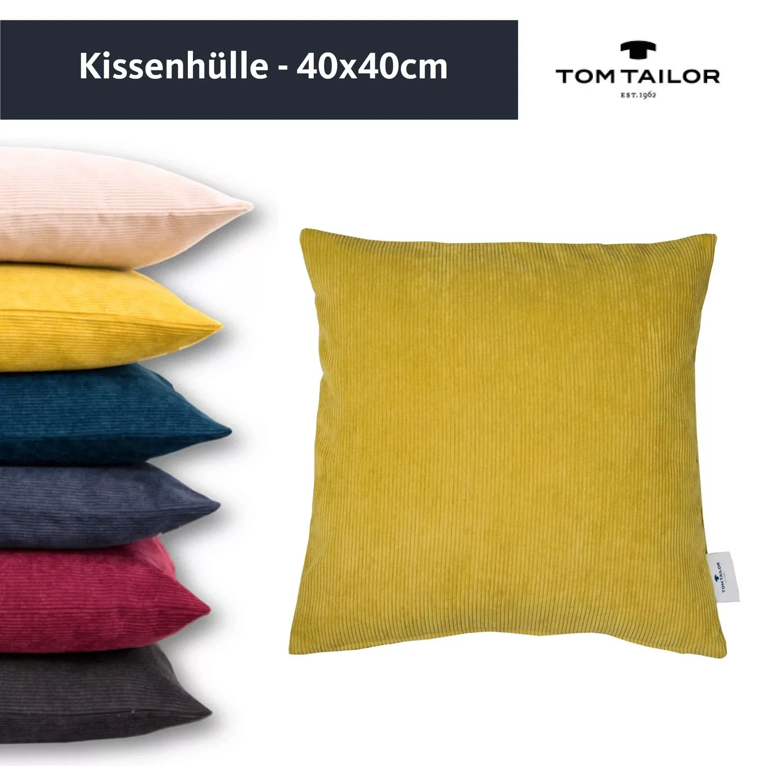 Deko Kissenhuelle Casual Cord • Uni Farben • 40 x 40 cm - Anthrazit günstig online kaufen