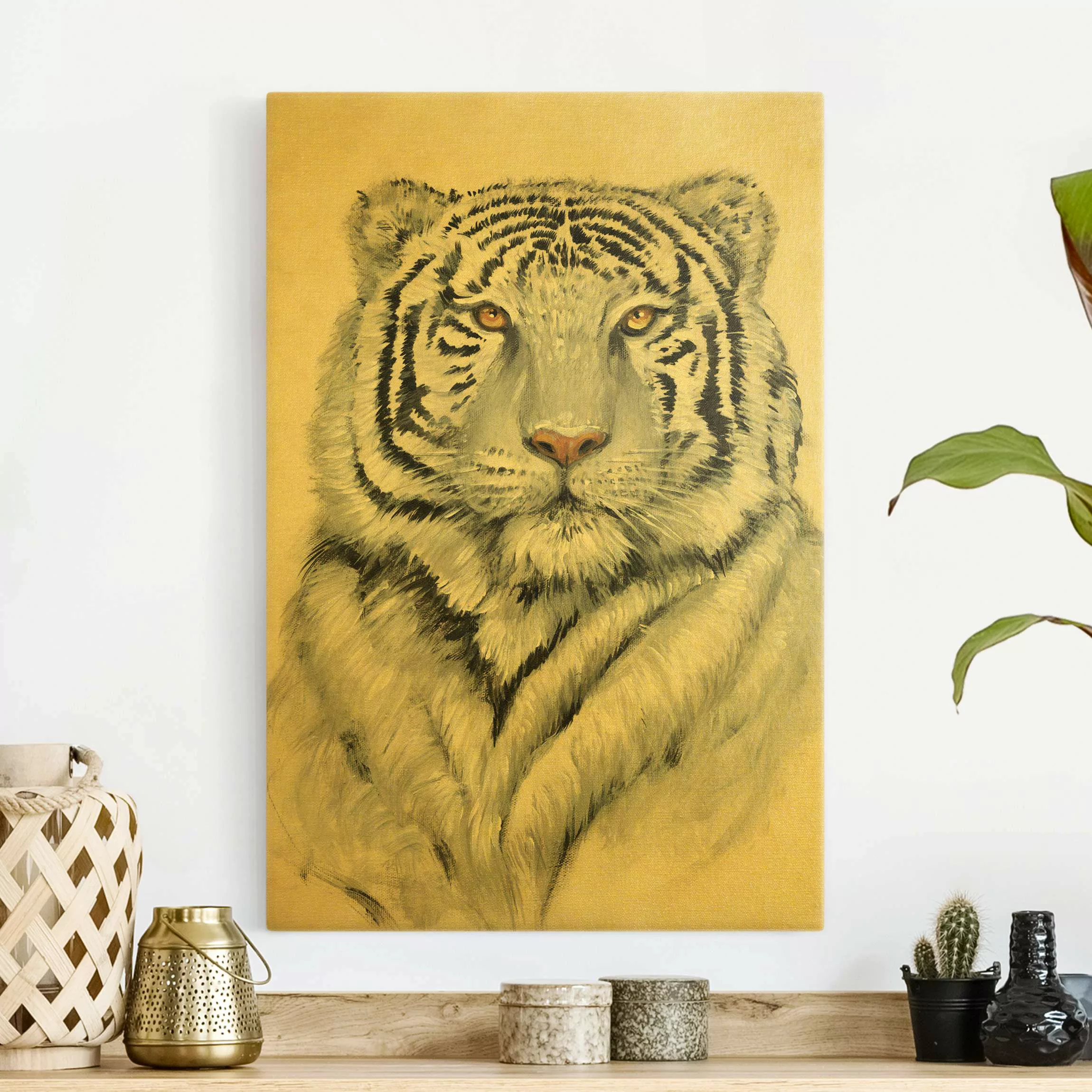 Leinwandbild Gold Portrait Weißer Tiger II günstig online kaufen