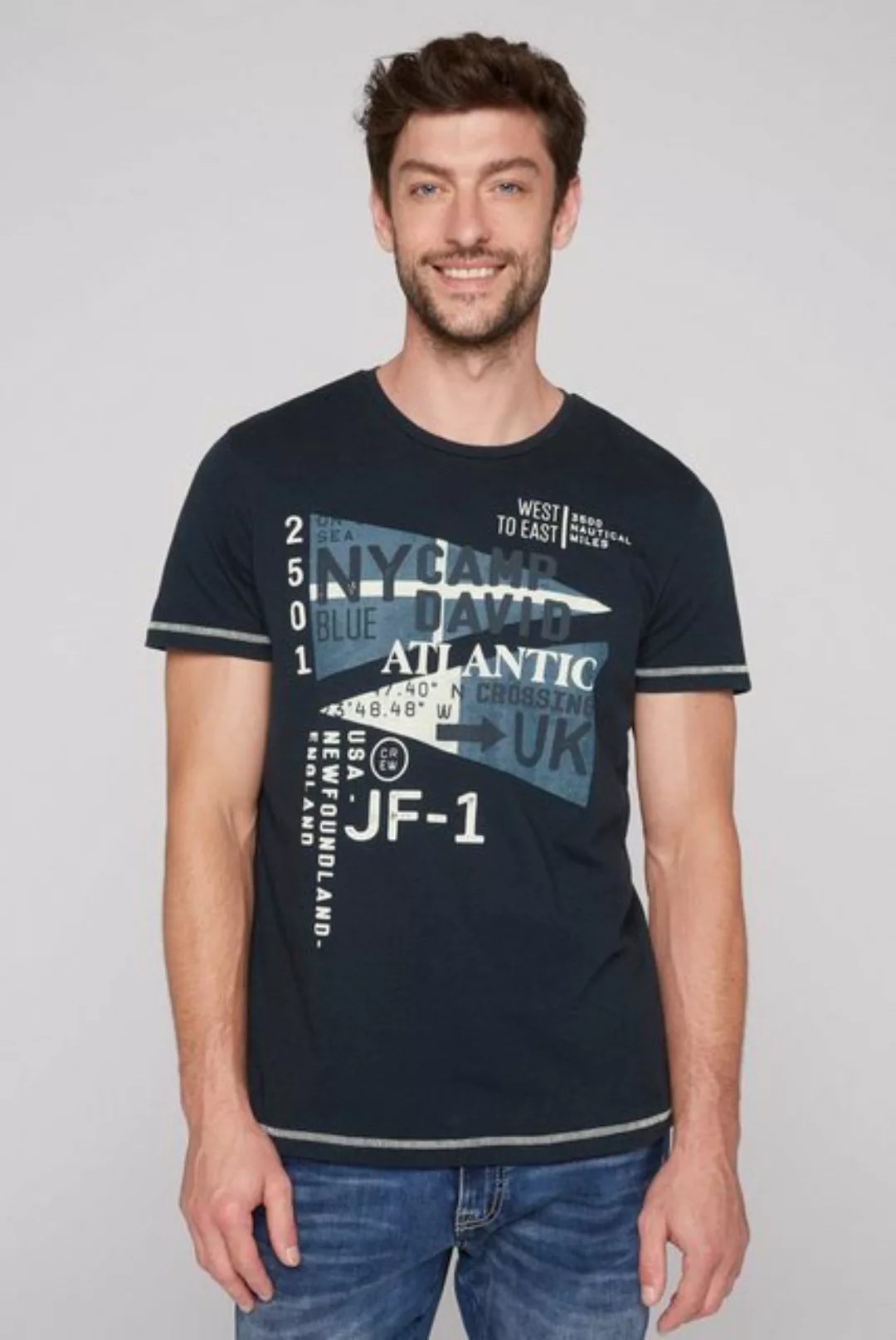 CAMP DAVID T-Shirt mit kontrastfarbener Steppung günstig online kaufen
