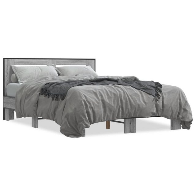 vidaXL Bett Bettgestell Grau Sonoma 140x200 cm Holzwerkstoff und Metall günstig online kaufen