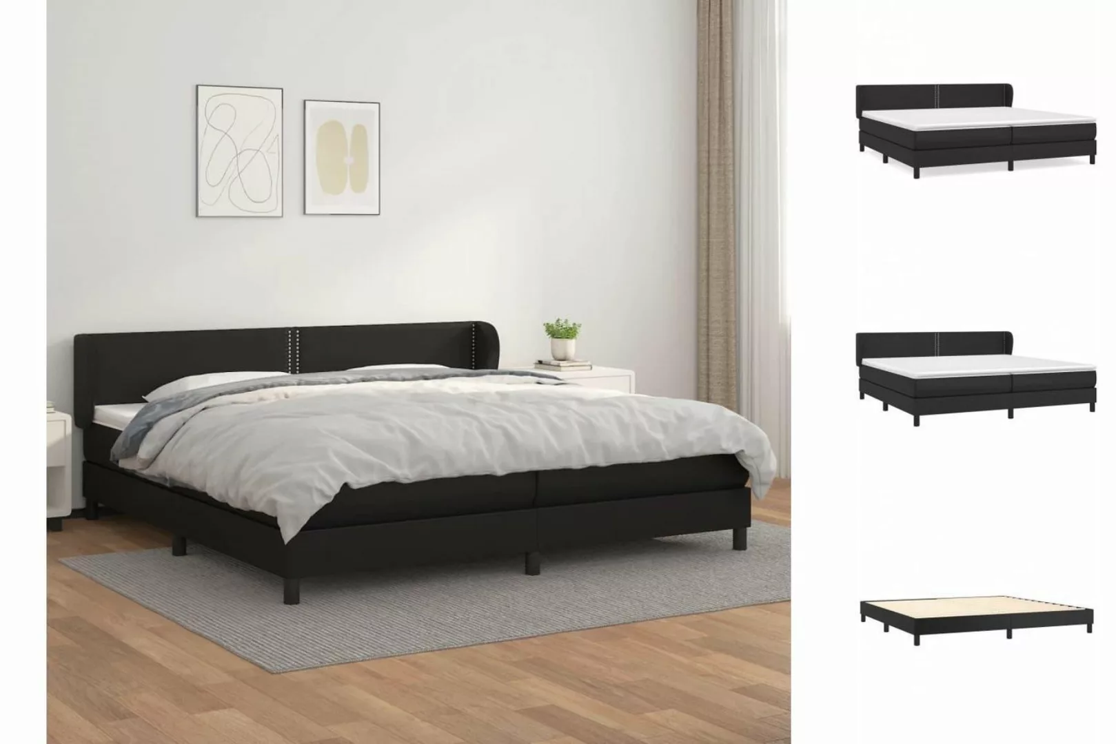 vidaXL Bettgestell Boxspringbett mit Matratze Schwarz 200x200 cm Kunstleder günstig online kaufen