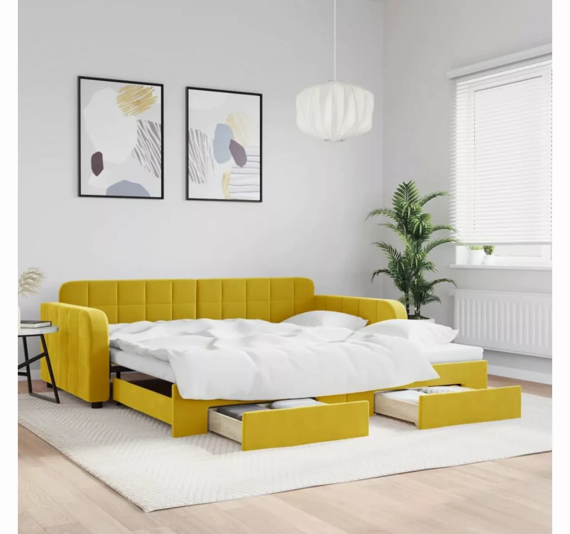 vidaXL Gästebett Gästebett Tagesbett Ausziehbar mit Schubladen Gelb 100x200 günstig online kaufen